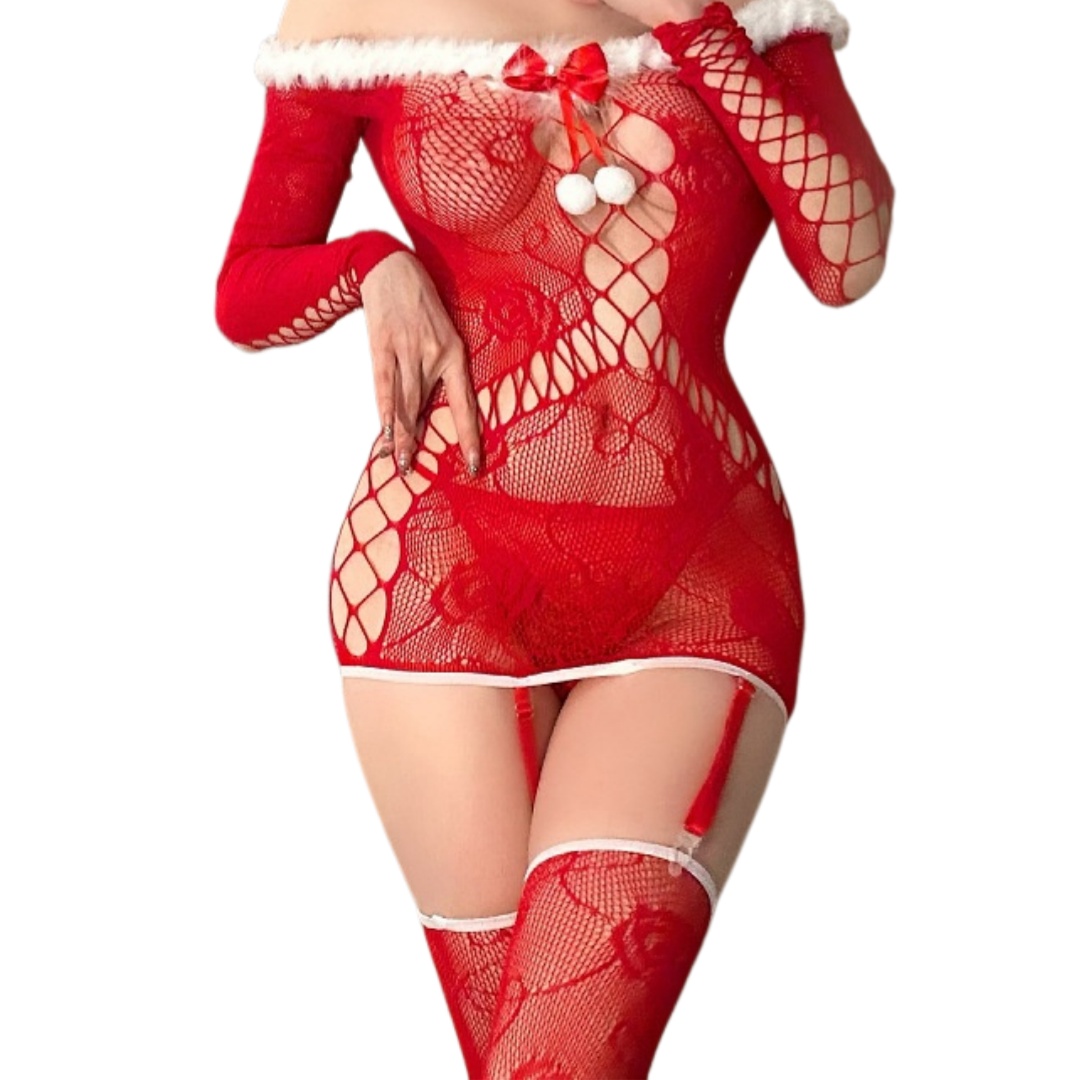 ملابس داخلية نسائية حمراء شبكي - مراجعة Bodystocking Fishnet وسعره